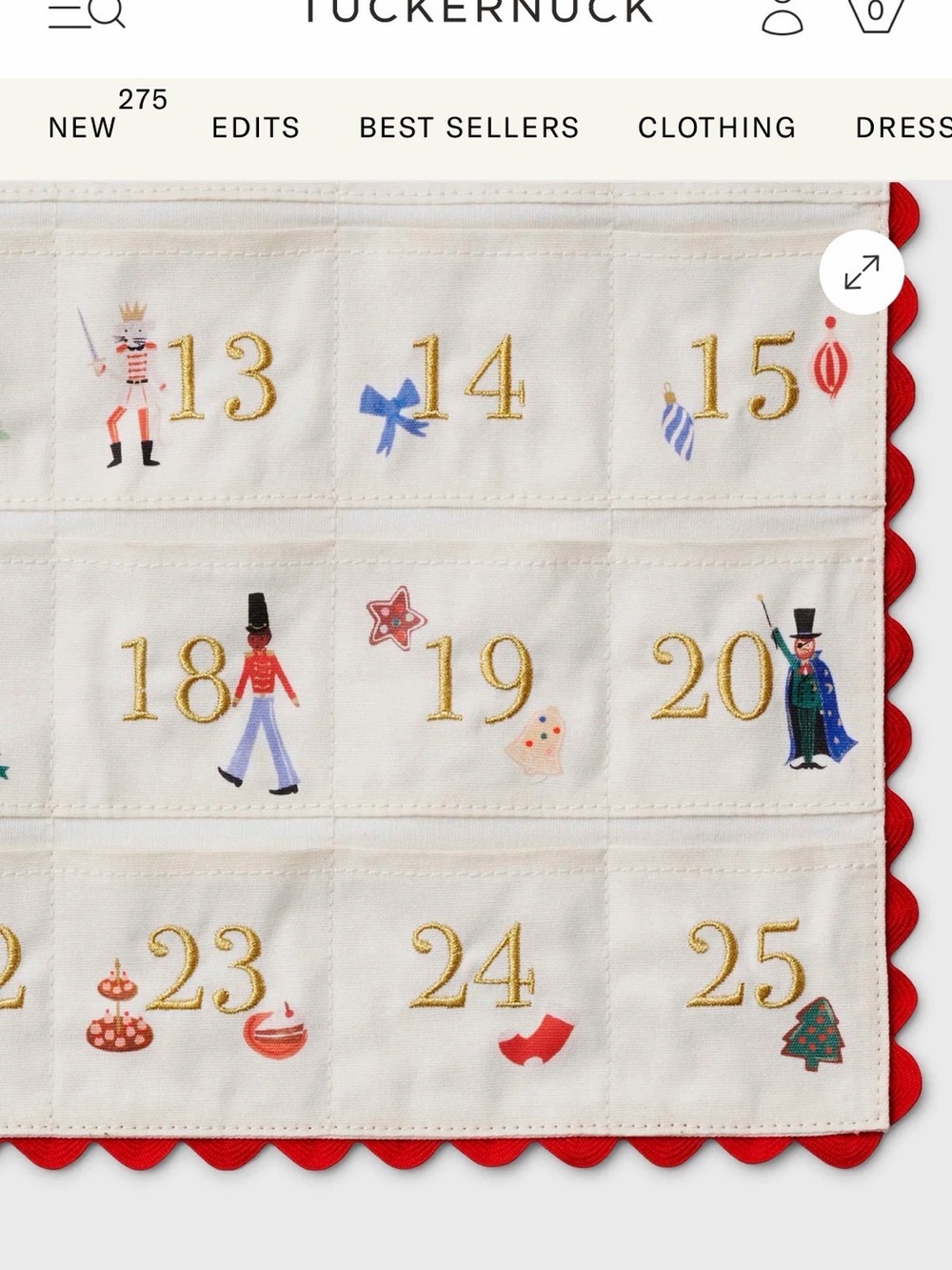Rifle Paper Co. Embroidered Holiday Nutcracker Advent Calendar - Picture 4 of 10